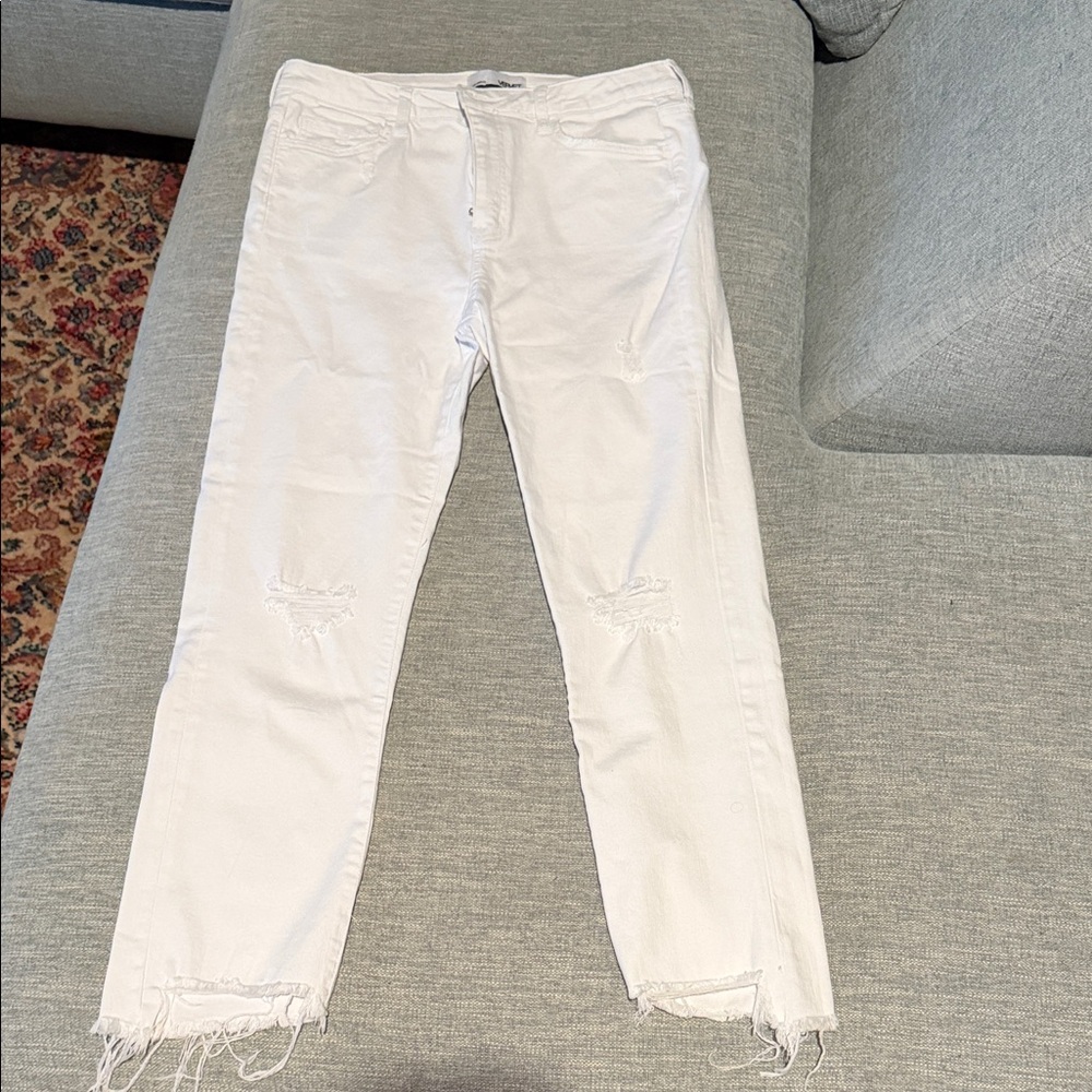Vervet White Distressed Ankle Hem Jeans for Women 30